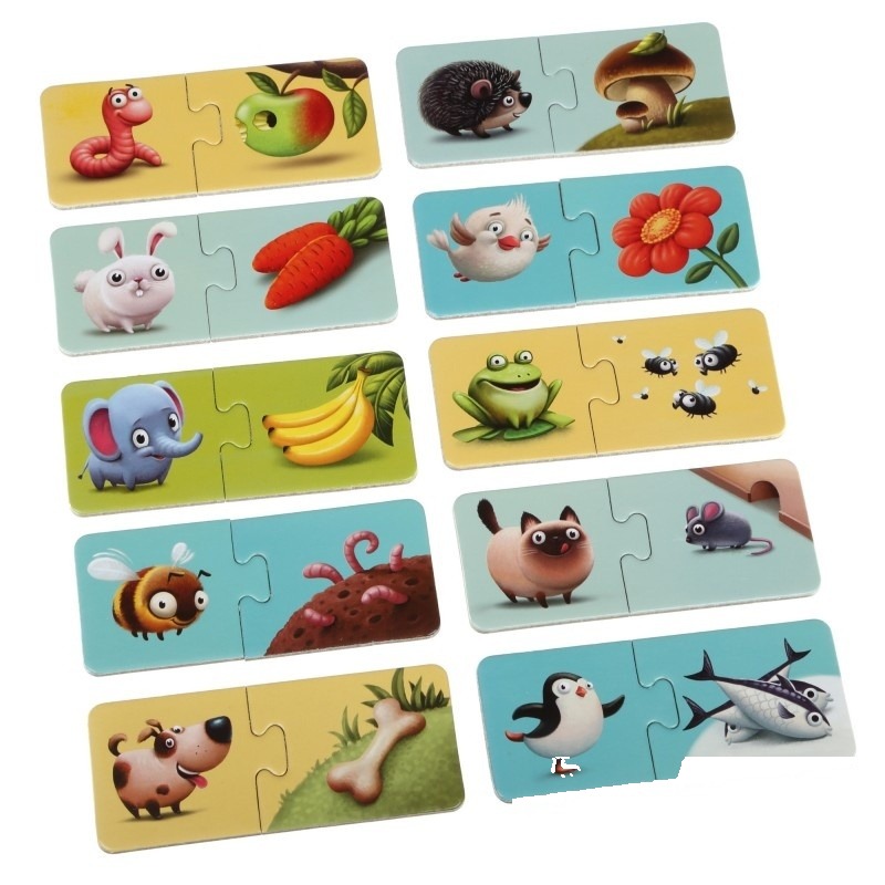 Cine mănâncă ce - 10 puzzle-uri educaționale