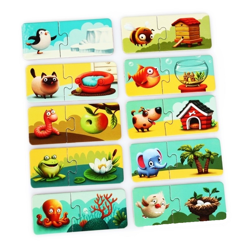 Unde trăiesc animalele - 10 puzzle-uri educaționale
