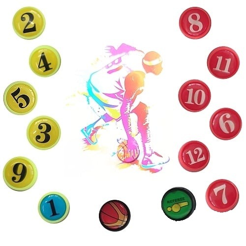 Magneți pentru tablă de antrenor de baschet, Ø2 cm, Set 14 bucăți