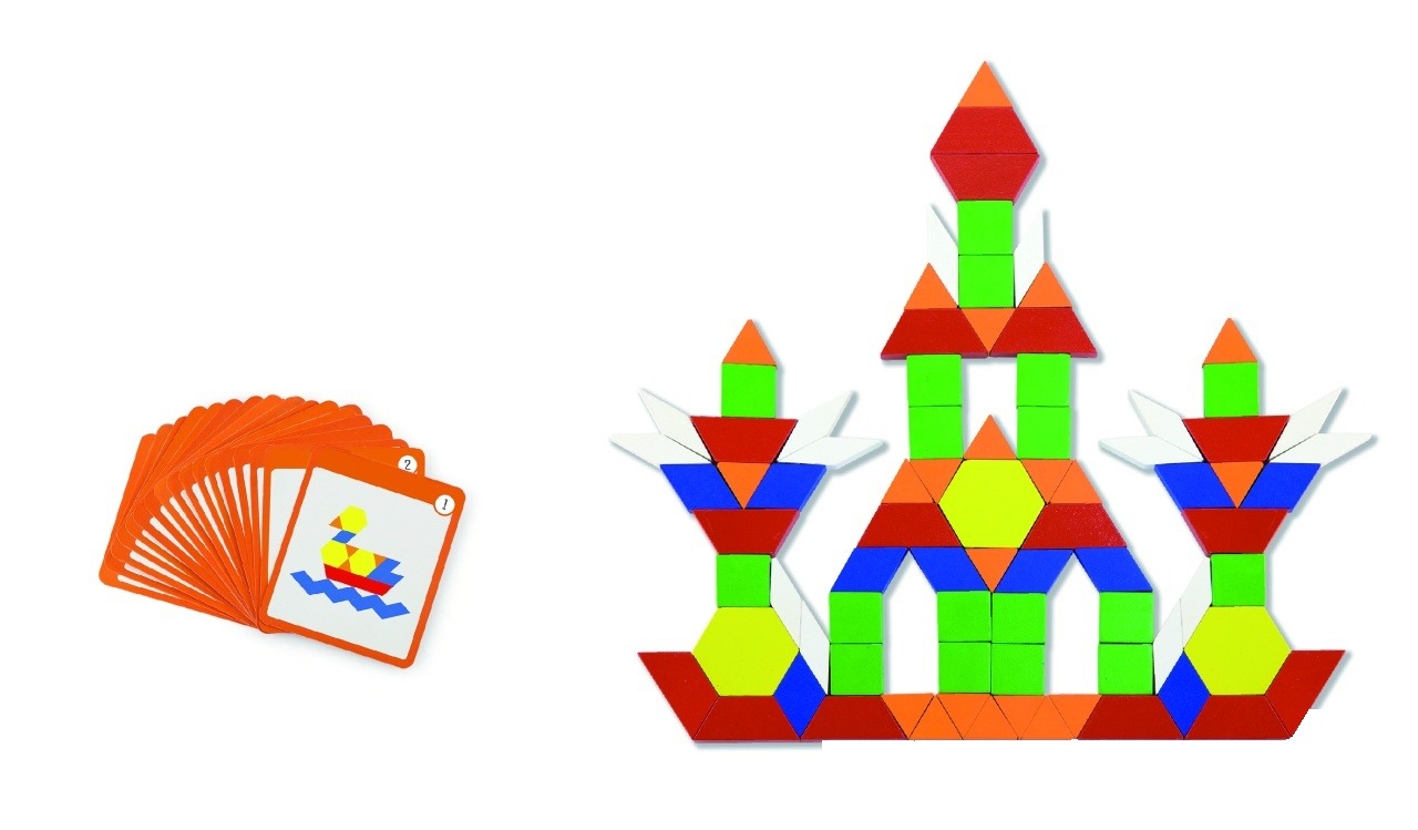 Mozaic geometric din lemn cu fișe de lucru 102 elemente