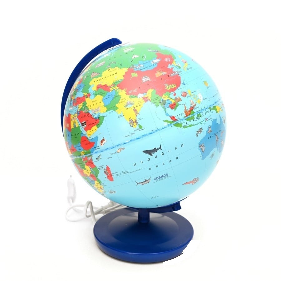 Glob geografic pentru copii, politic, Ø26 cm, luminos