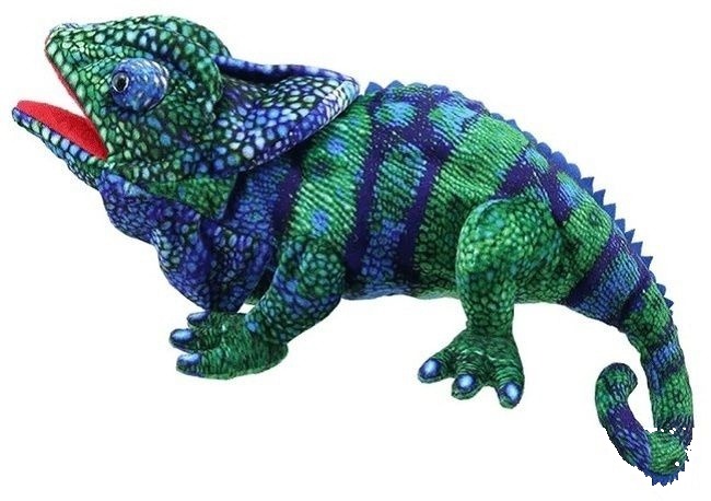 Păpușă pentru teatru, Creaturi mari, 45 cm., Cameleon albastru-verde