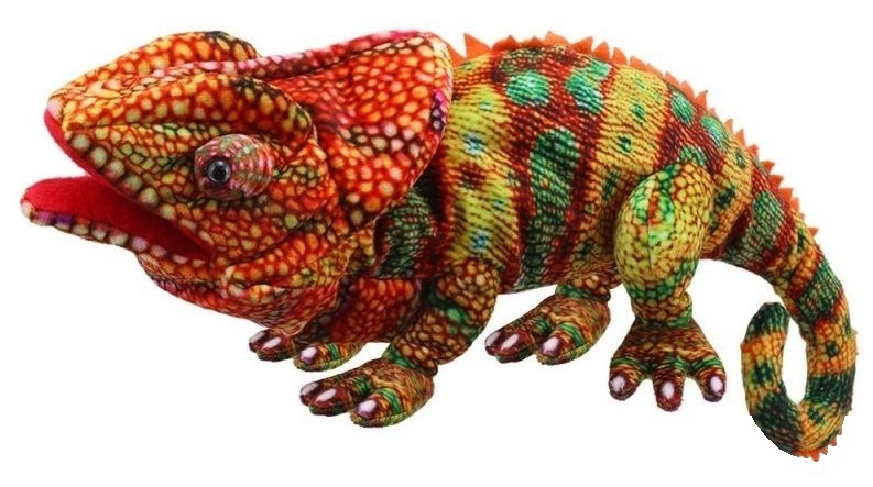Păpușă pentru teatru, Creaturi mari, 45 cm., Cameleon portocaliu