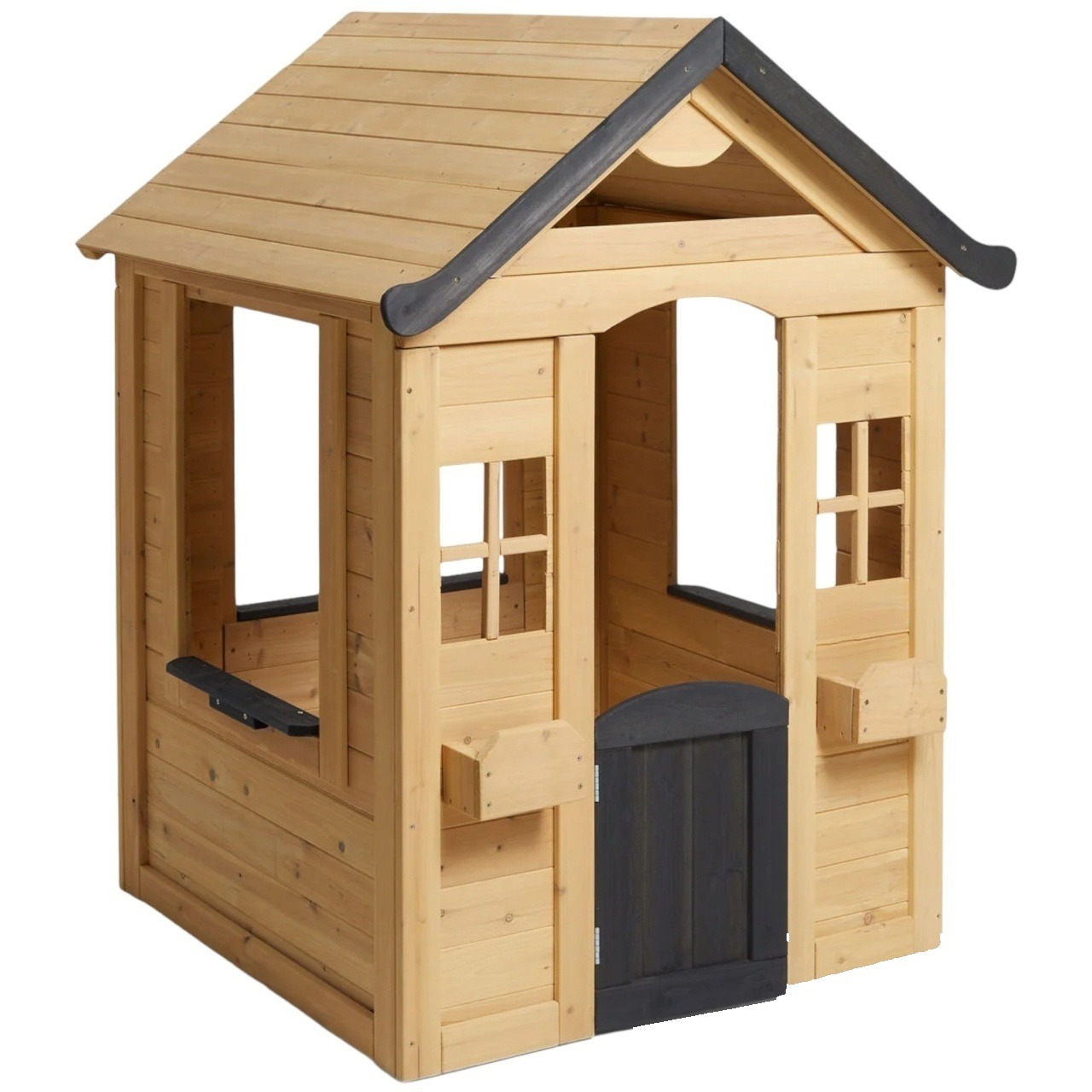 Căsuță pentru copii, din lemn – material natural, joc în aer liber în curte și grădină, 140 x 112 x 108 cm
