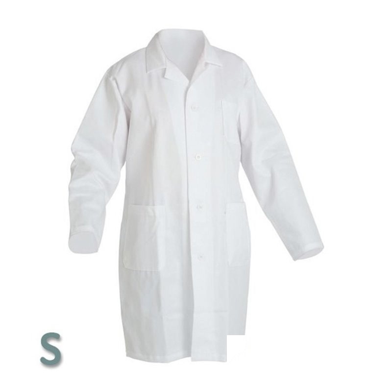Halat de laborator de protecție – alb S, 100% bumbac