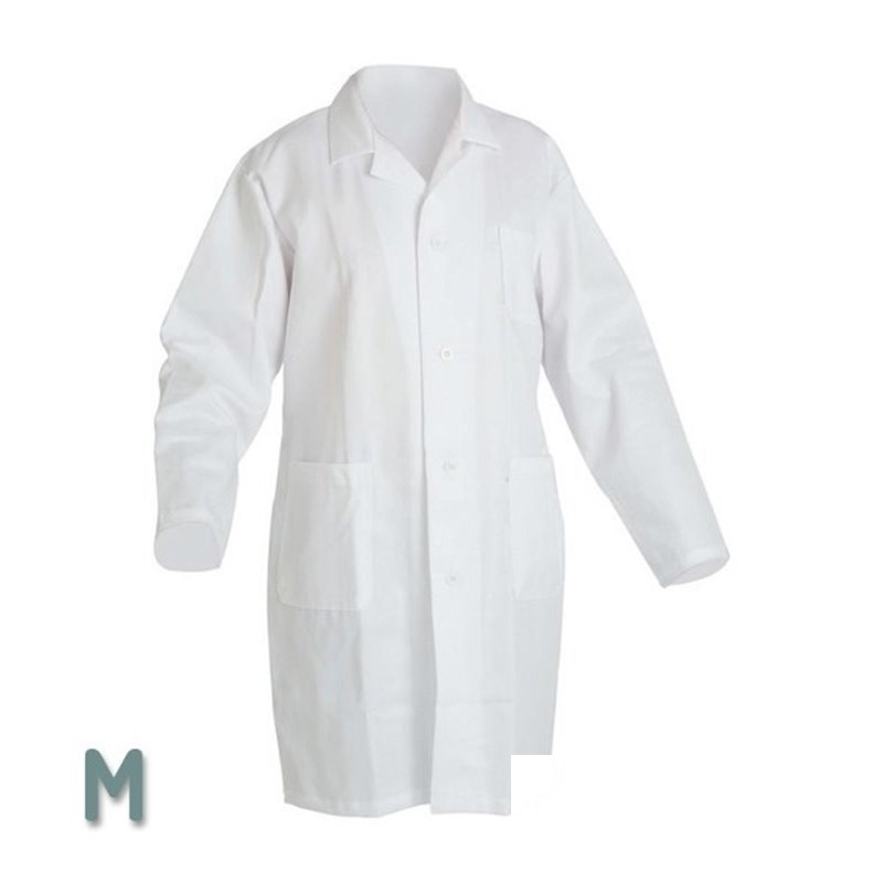 Halat de laborator de protecție – alb M, 100% bumbac