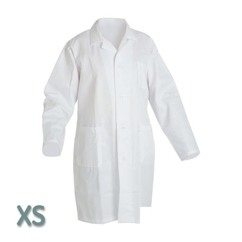 Halat de laborator protector – alb XS, 100% bumbac