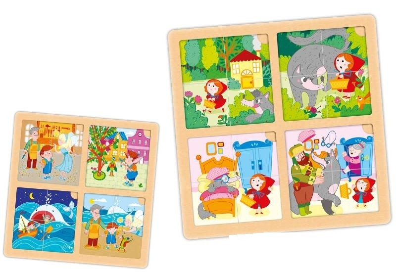 Puzzle-uri cu secvențe de basme: Scufița Roșie și Pinocchio