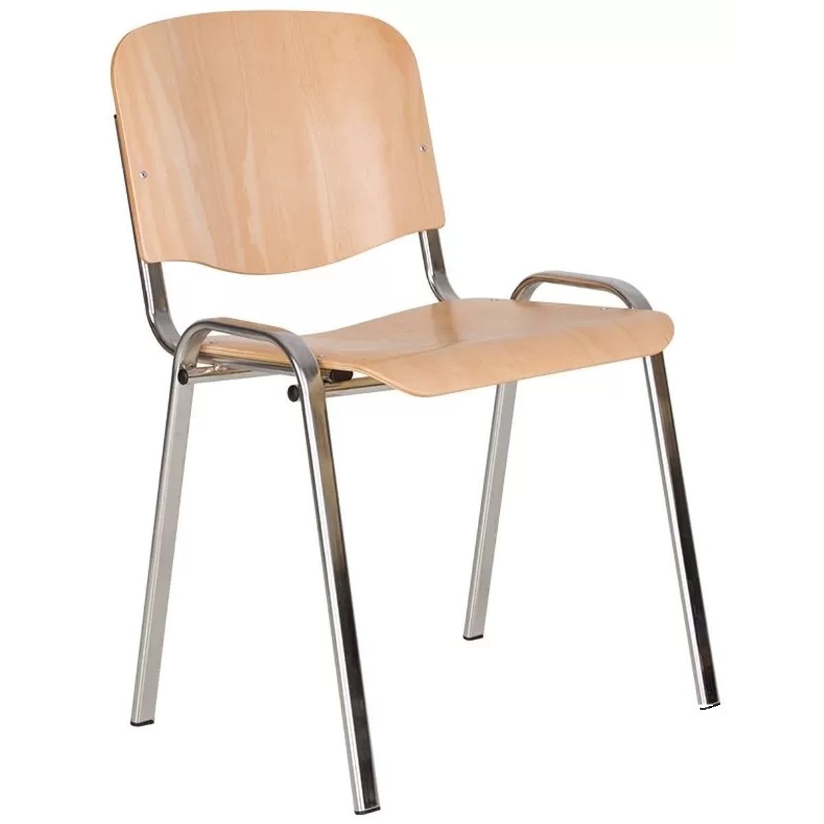 Scaun conferință Iso Wood Chrome pentru cantina școlară și săli de clasă