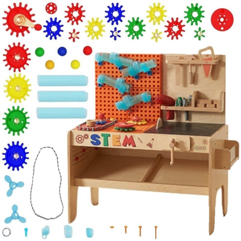 Atelier din Lemn XXL „Stație Maestră Montessori STEM" + Unelte și Accesorii