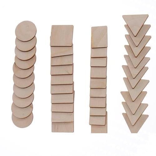 Figuri geometrice din lemn, 40 buc
