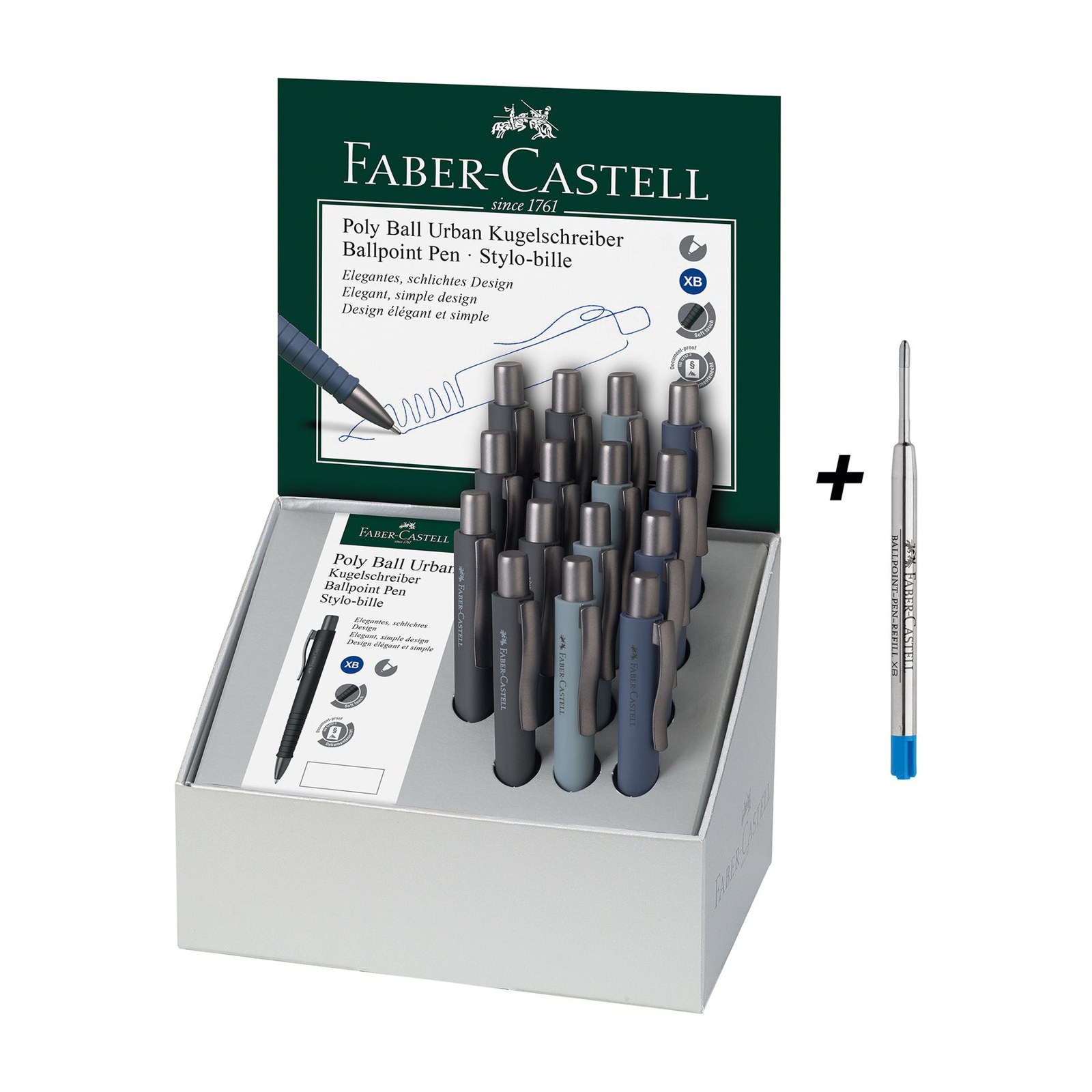 Pix Faber-Castell Poly Ball Urban, automat, 15 bucăți cu 20 rezerve