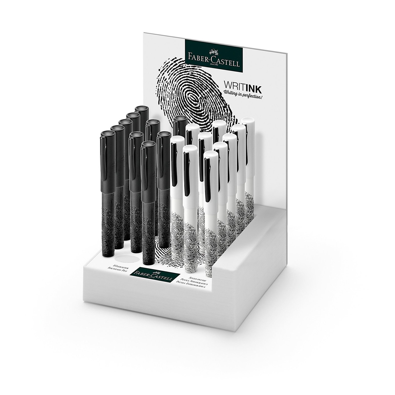 Faber-Castell Stilou WRITink, alb/negru, set 20 bucăți în display