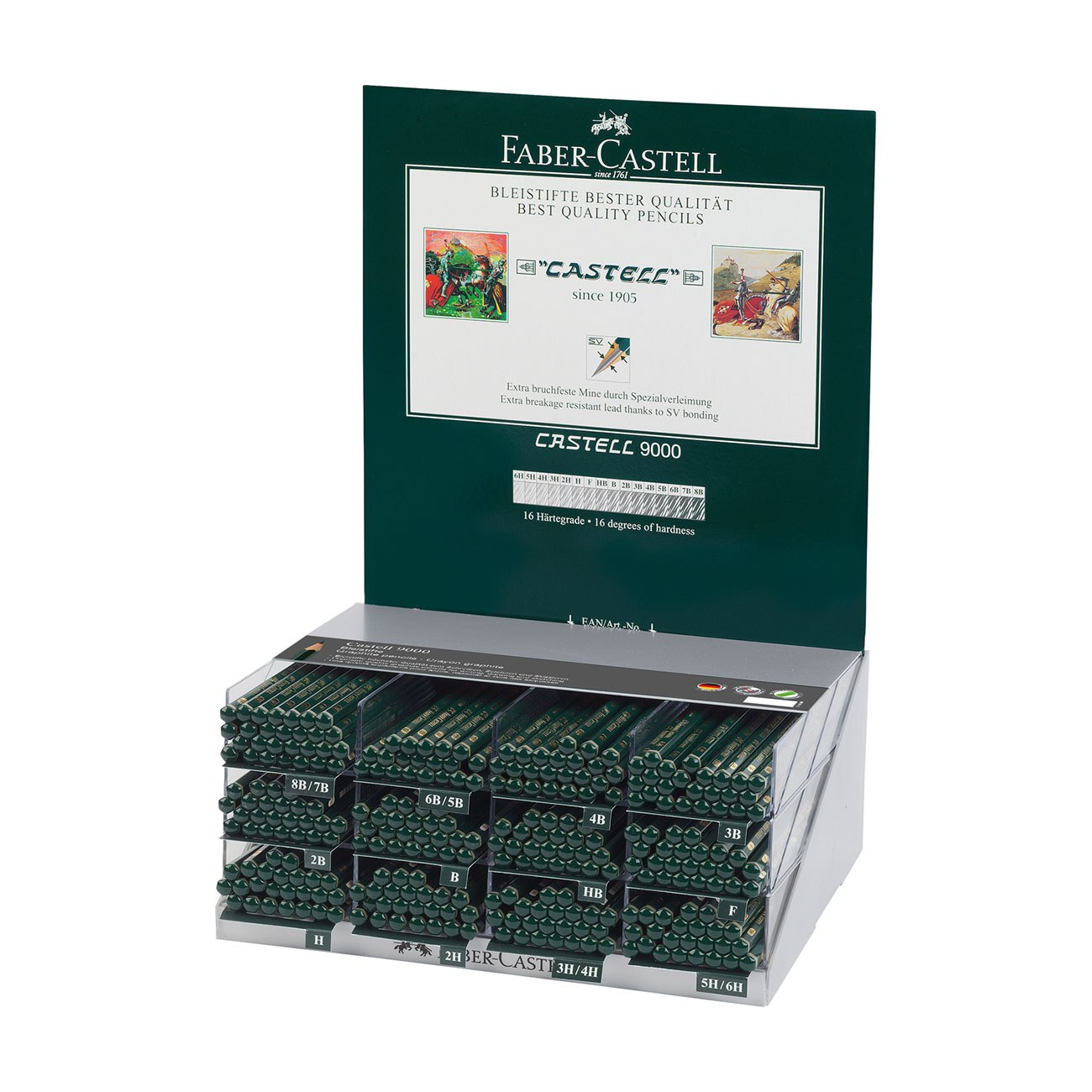 Faber-Castell Creion grafit Castell 9000, 288 bucăți în display