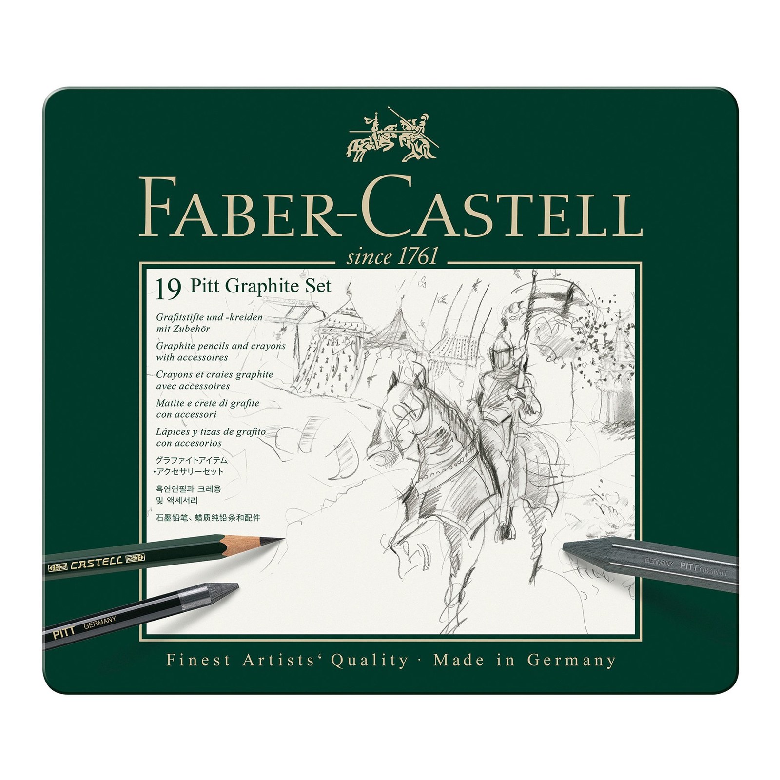 Faber-Castell Set creioane Pitt Graphite, 19 bucăți, în cutie metalică