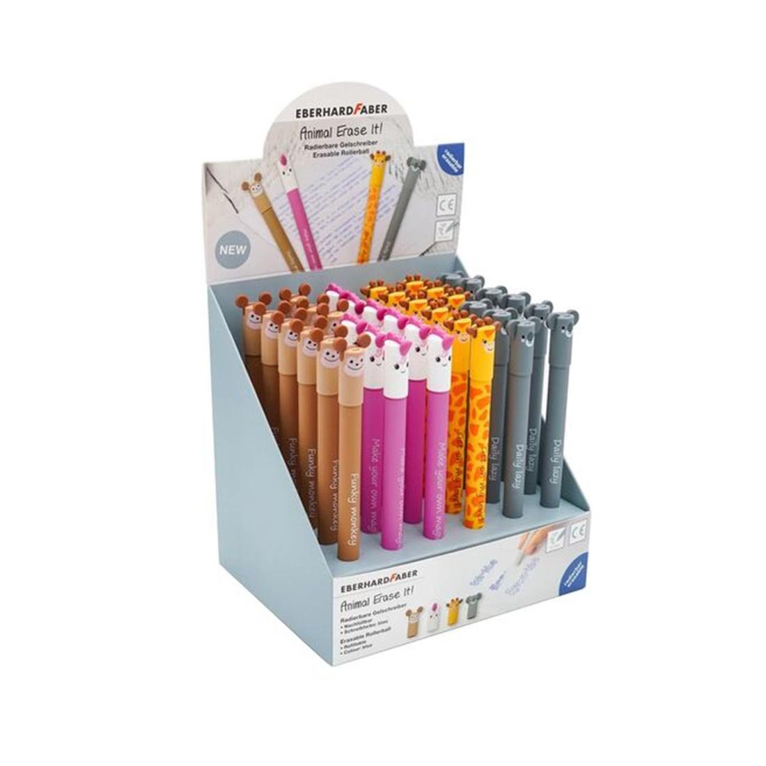 Eberhard Faber Roller gel Animal, cu cerneală ștergibilă, 0.7 mm, 36 bucăți în display