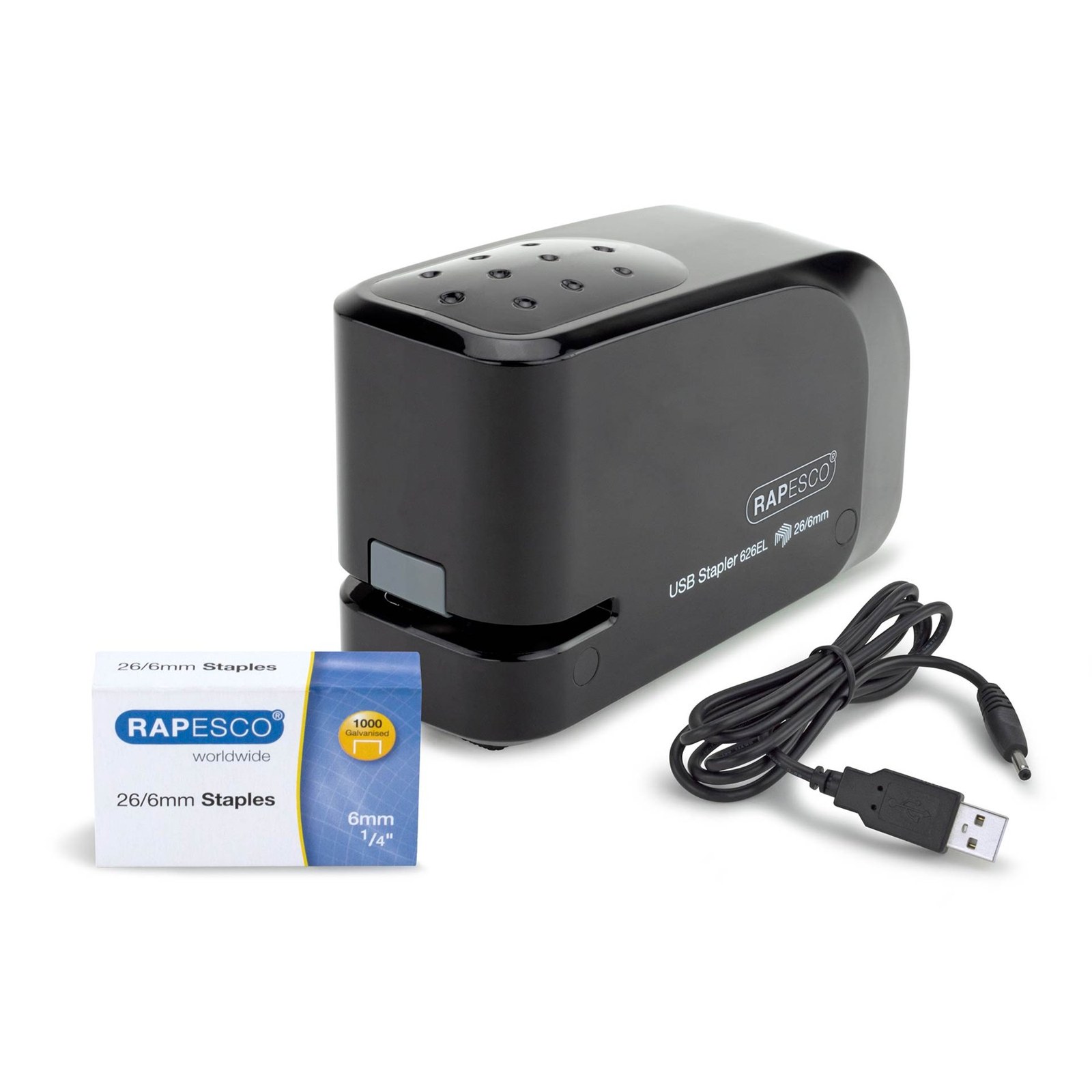 Rapesco Capsator electric 626EL, 26/6, pentru 15 coli, negru
