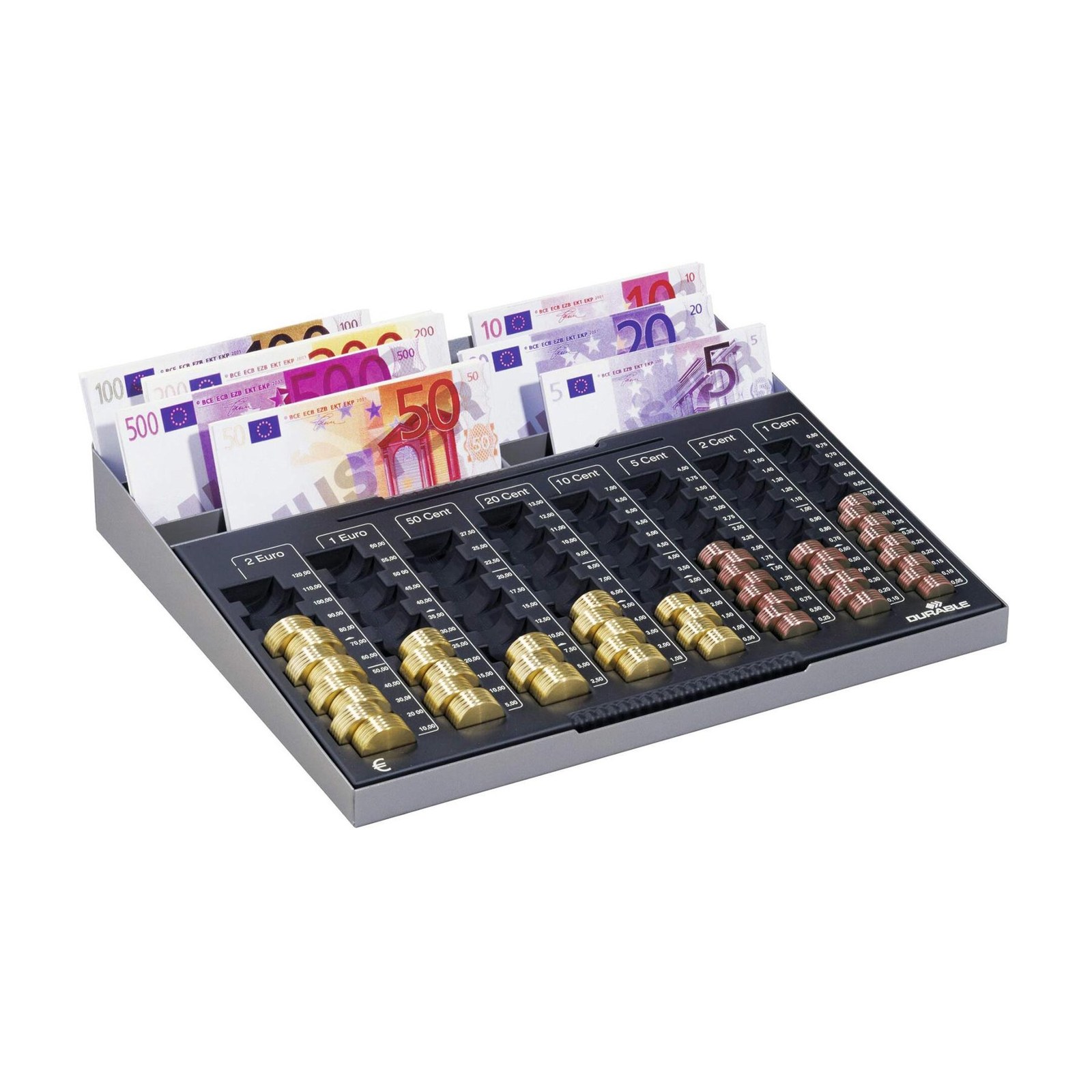 Durable Casetă pentru monede Uroboard, pentru euro, XL, plastic, gri