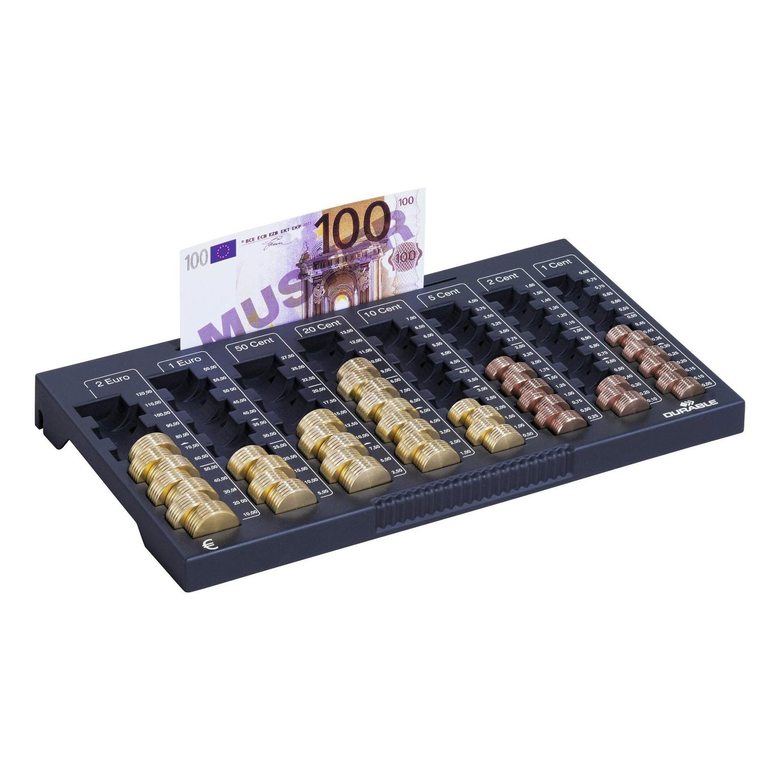 Durable Casetă pentru monede Uroboard, pentru euro, L, plastic, negru