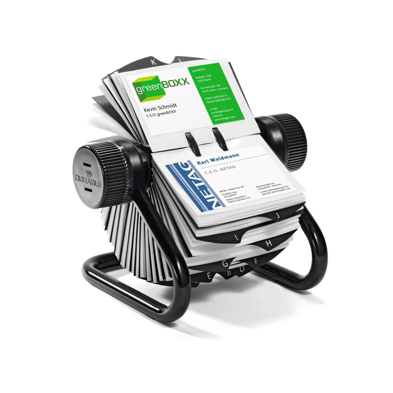 Carte de vizită Durable Visifix, rotativă, pentru 400 cărți, negru