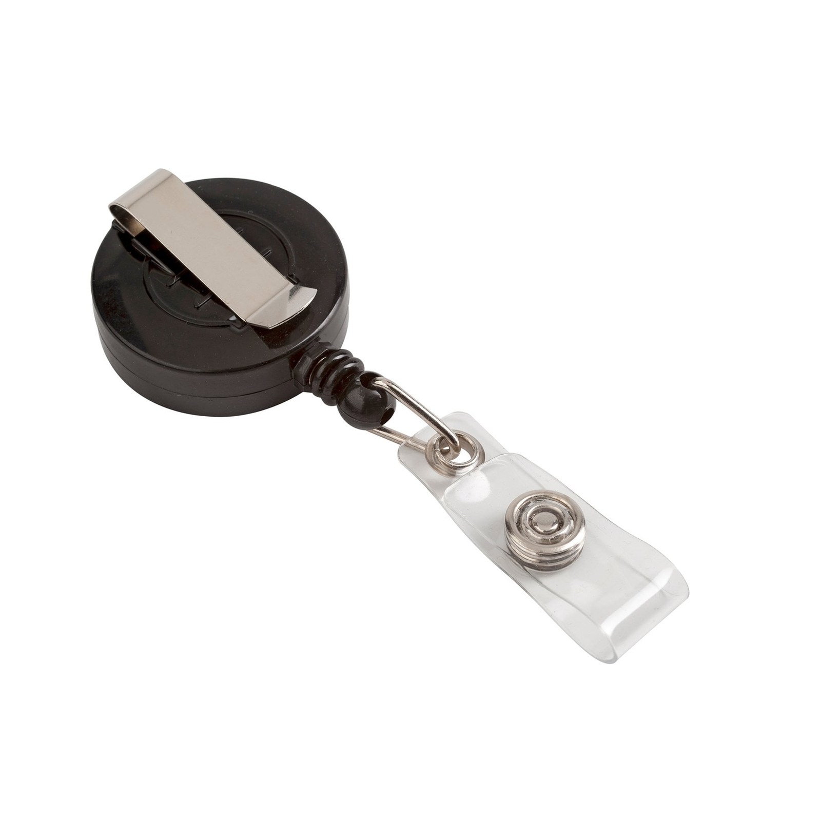 Foska Retractor ecuson tip yo-yo, rotund, negru, 100 bucăți