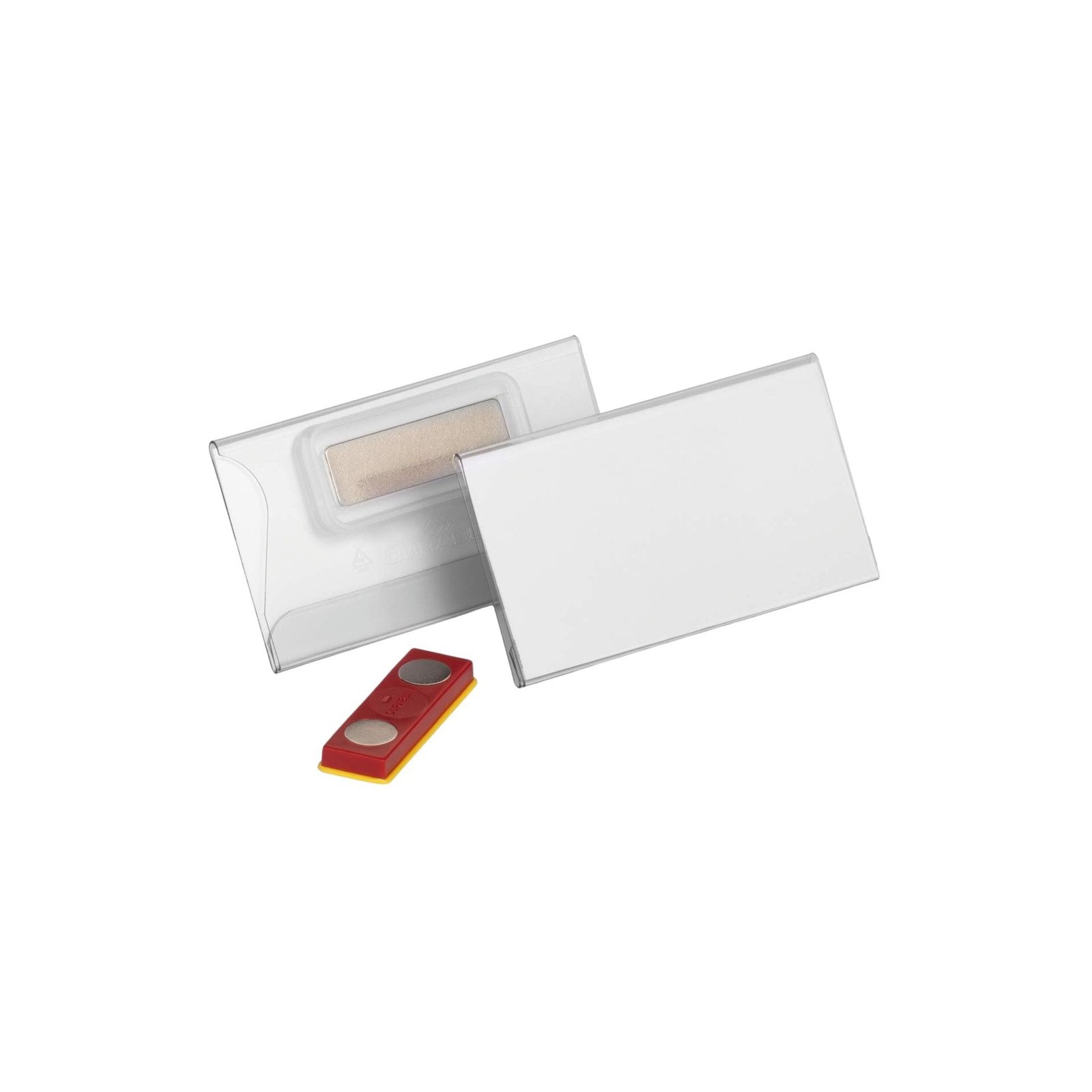 Ecuson Durable cu magnet, orizontal, 40 x 75 mm, transparent, 25 bucăți