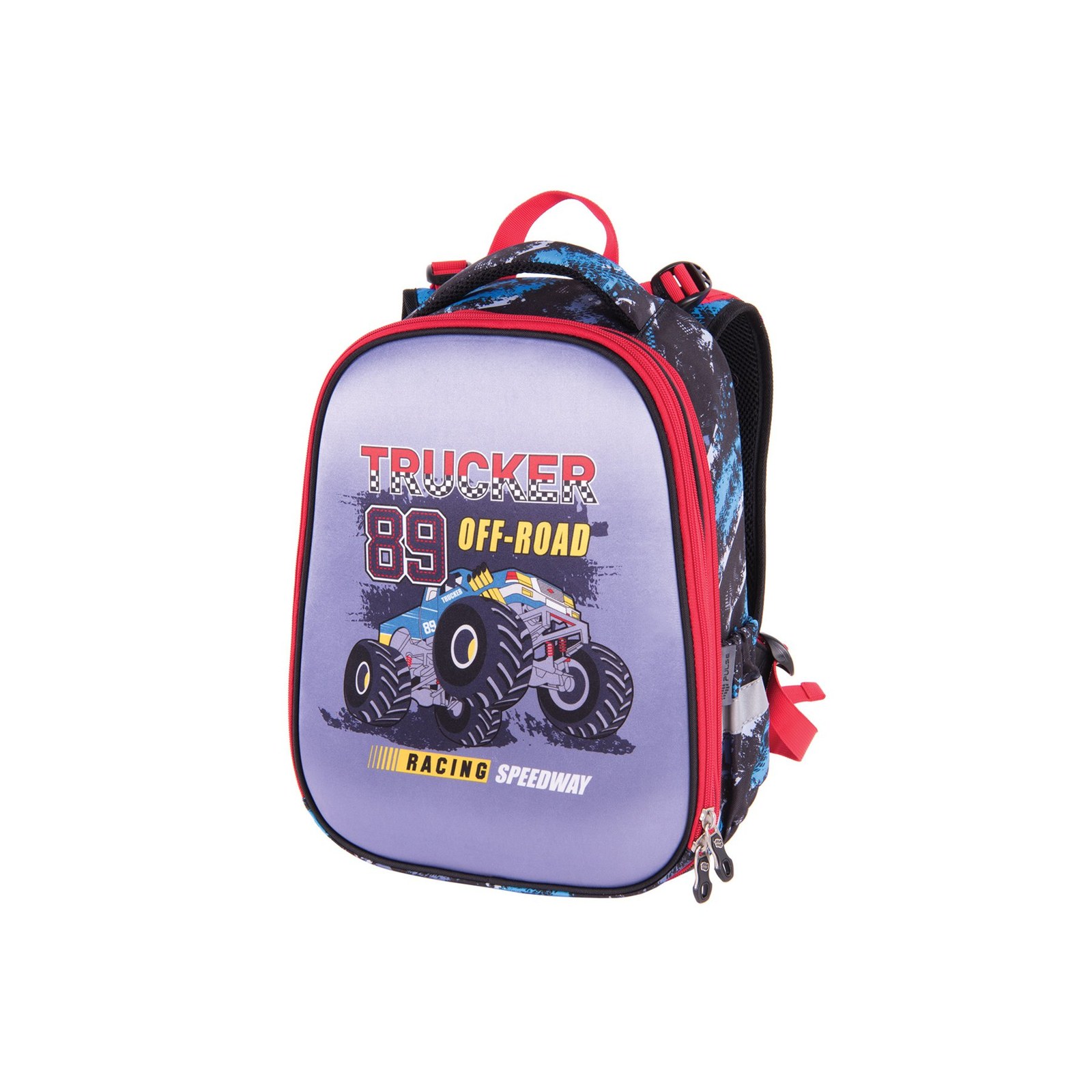 Pulse Ghiozdan Anatomic Cube Off Road, albastru cu roșu
