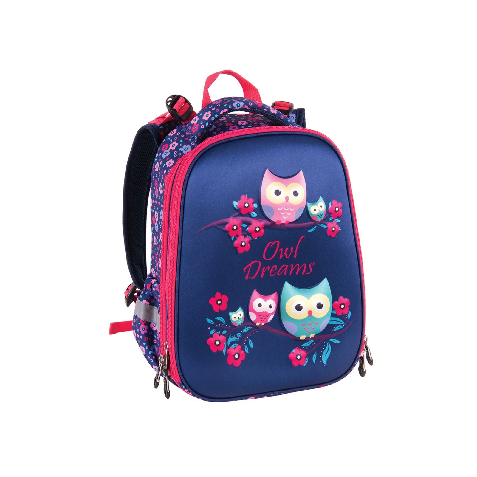 Pulse Ghiozdan Anatomic Cube Owl Dreams, albastru cu roșu