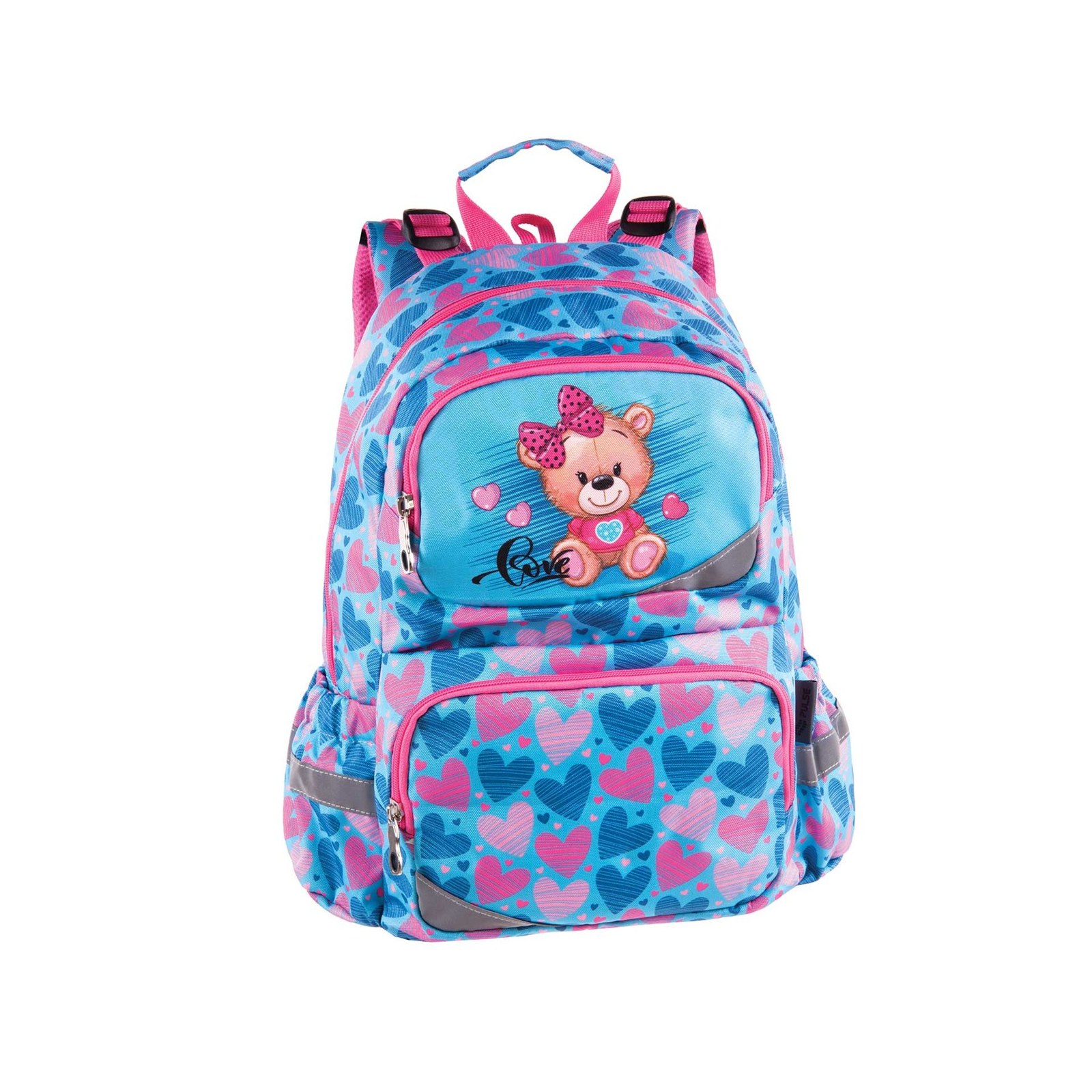 Pulse Ghiozdan Anatomic Teddy, albastru cu roz