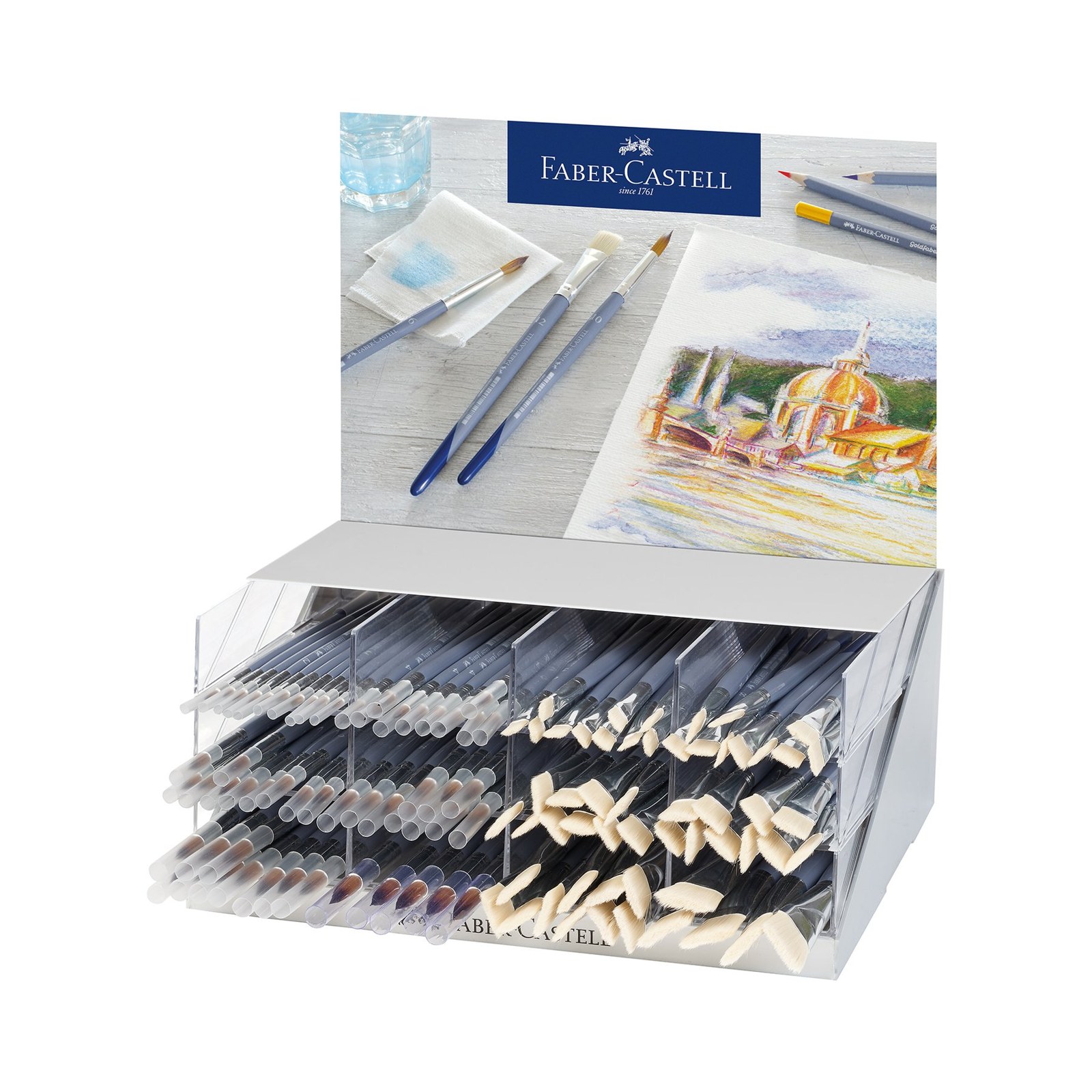 Faber-Castell Display cu pensule pentru desen, mix, 110 bucăți