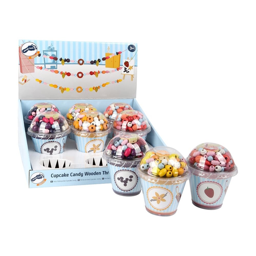 Small Foot Mărgele de înșirat, formă de brioșe, set 9 bucăți