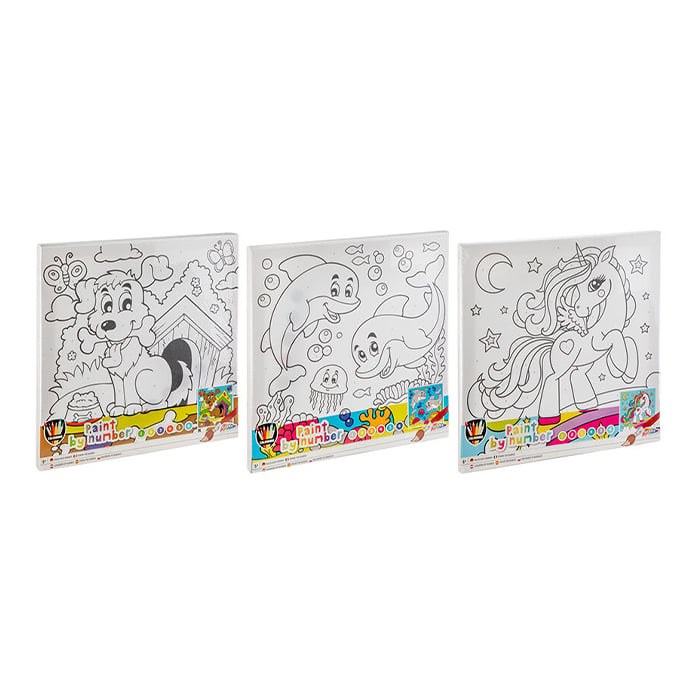 Moxy Set pictură pe numere, Câine, Delfin, Unicorn, 48 bucăți