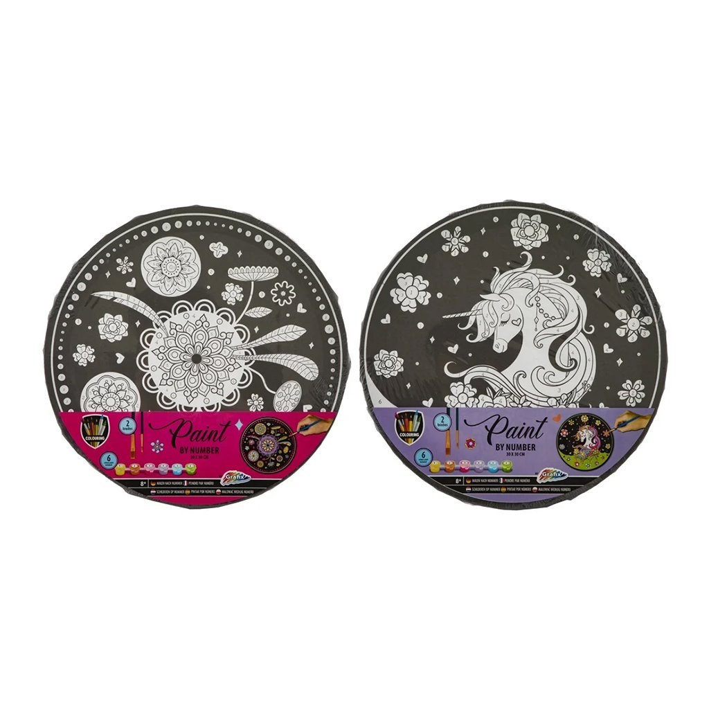 Moxy Pictură pe numere, Mandala, Unicorn, rotund, 30 cm, 24 bucăți