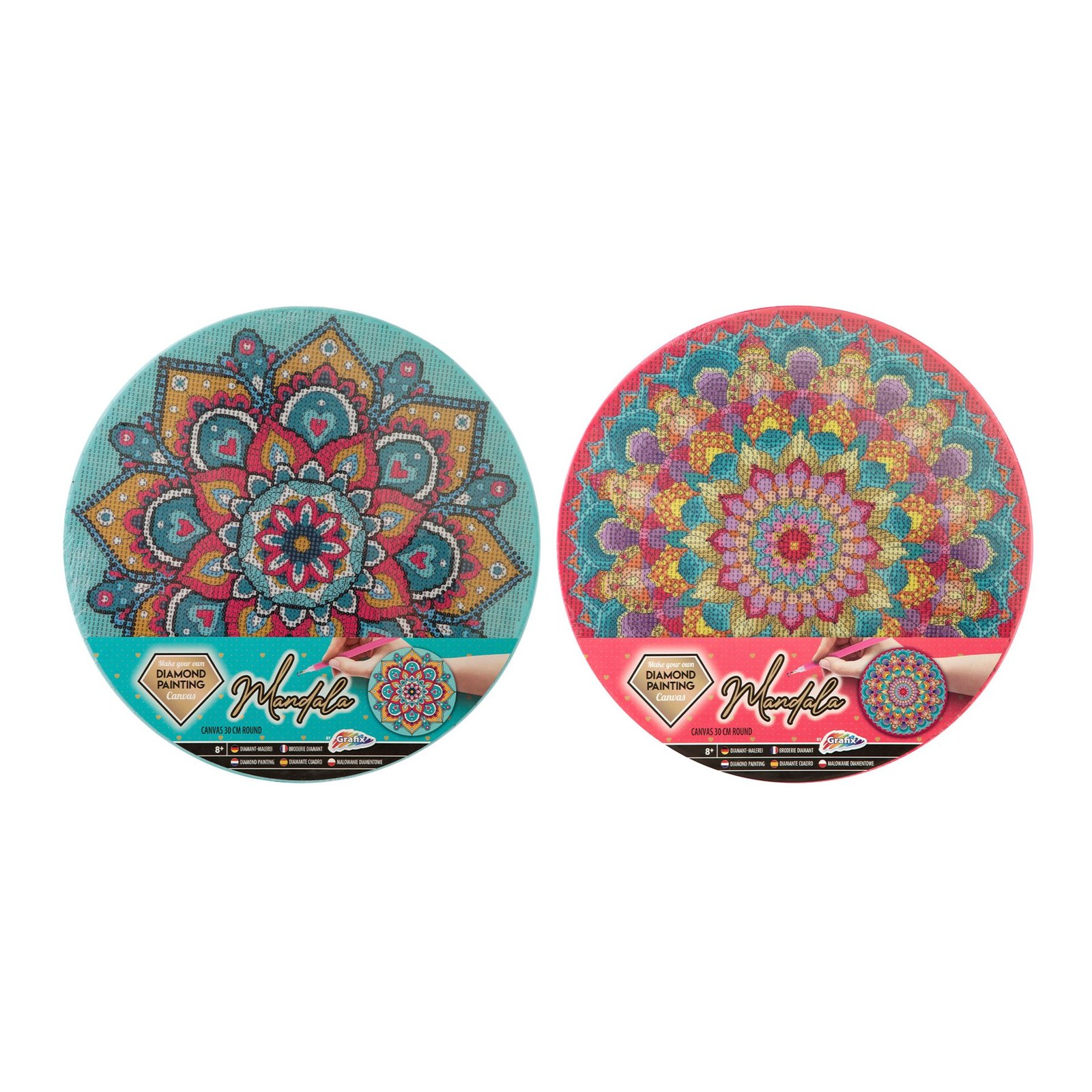 Moxy Pânză pentru pictură cu diamante, Mandala, rotund, 24 bucăți