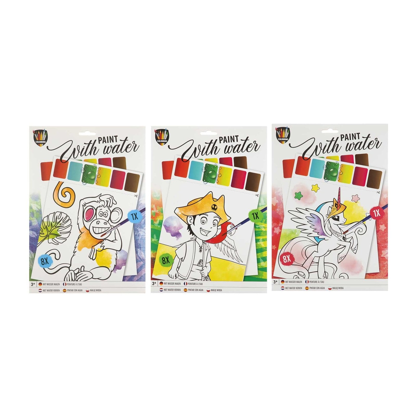Moxy Set de colorat cu apă, A4, 8 foi, modele asortate, pachet 48