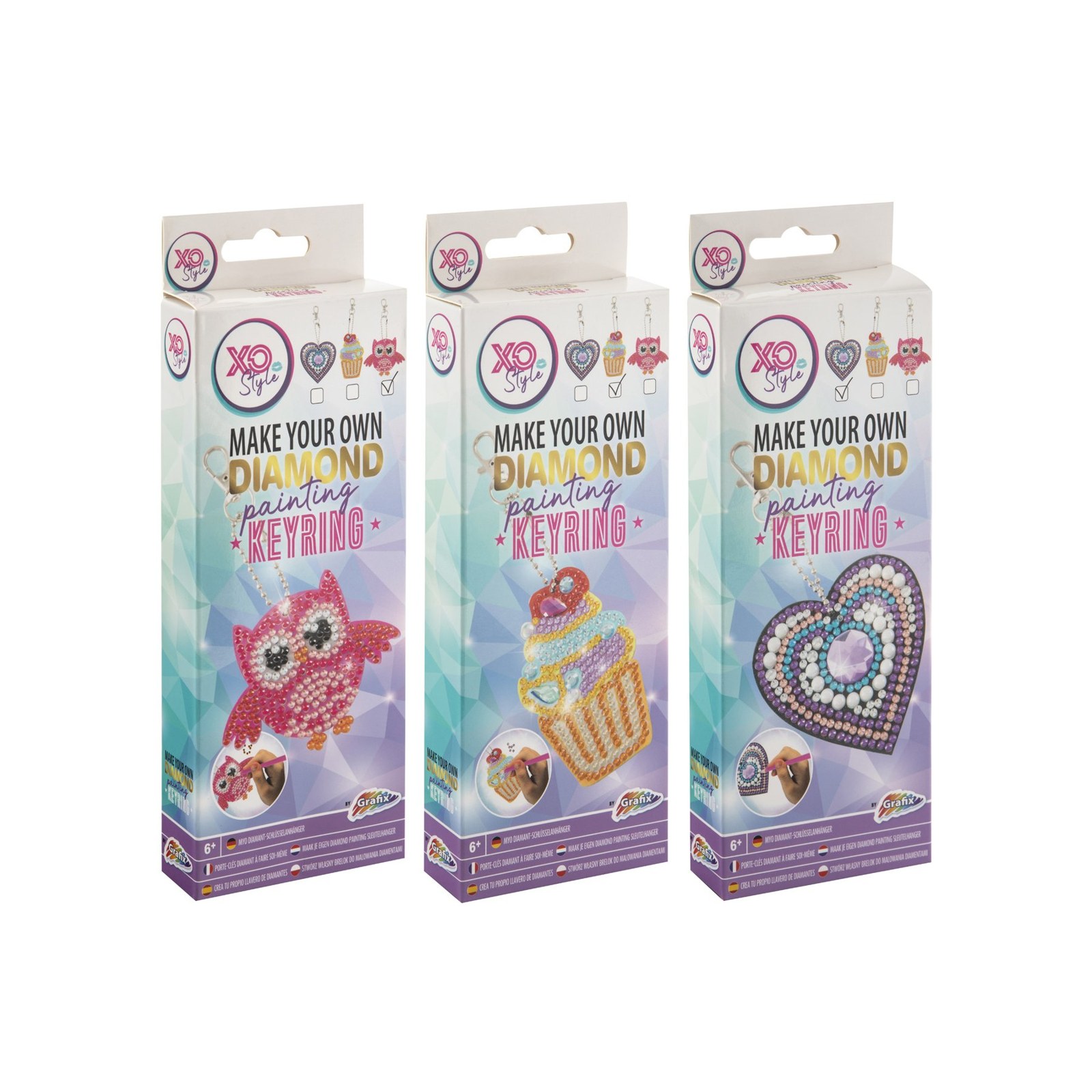 Moxy Breloc de creat cu mărgele, Bufniță/Inimă/Cupcake, 48 bucăți