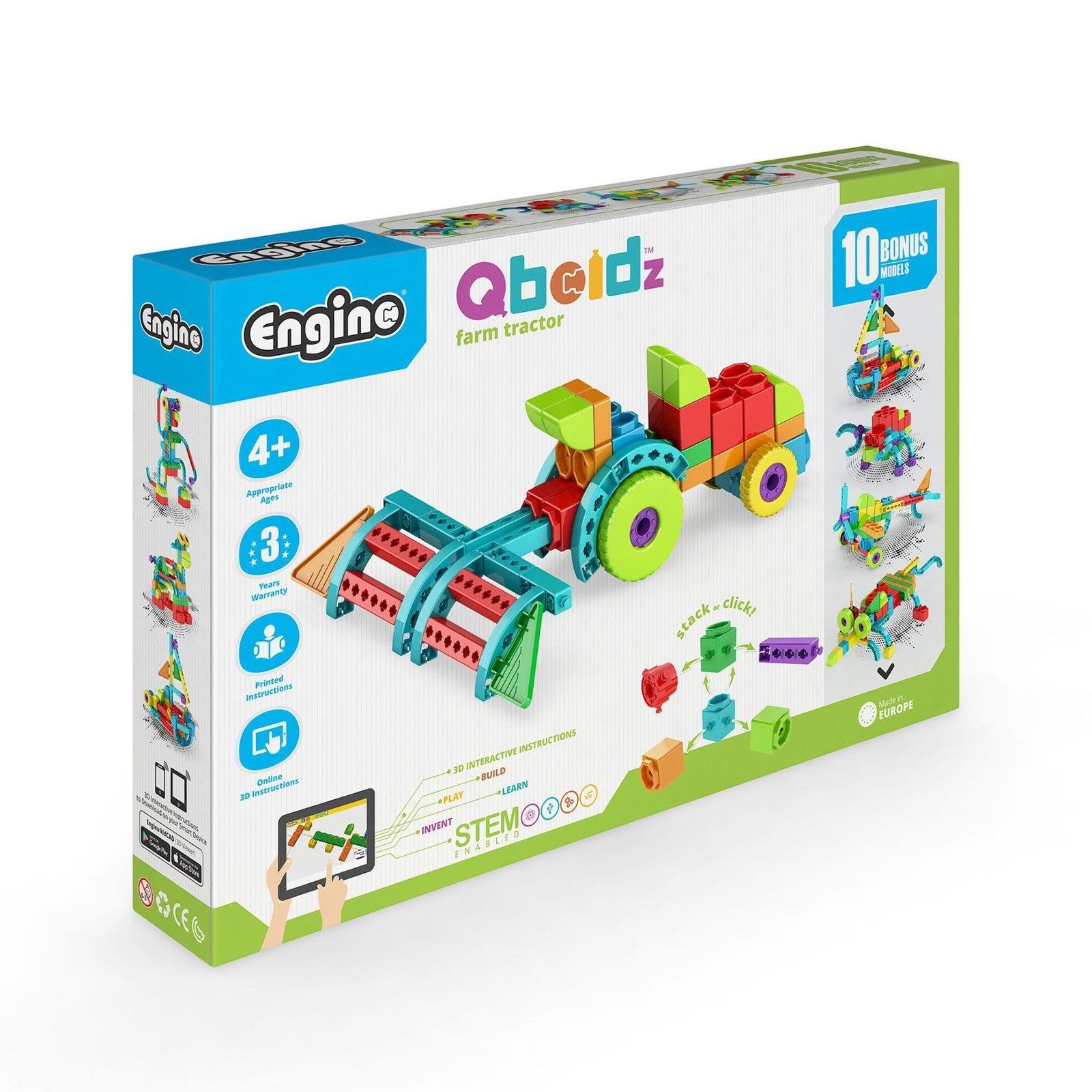 Engino Set construcție Qboidz, Tractor agricol, 10 în 1
