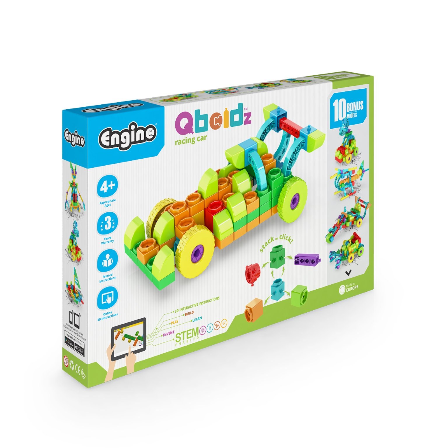 Engino Set construcție Qboidz, Mașină de curse, 10 în 1