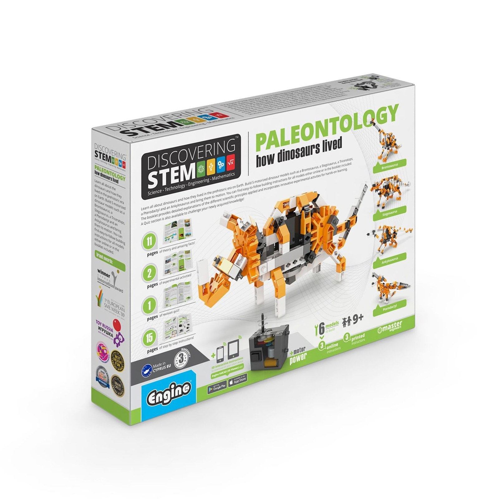 Set construcție STEM Engino Paleontology - Despre dinozauri, 5 modele