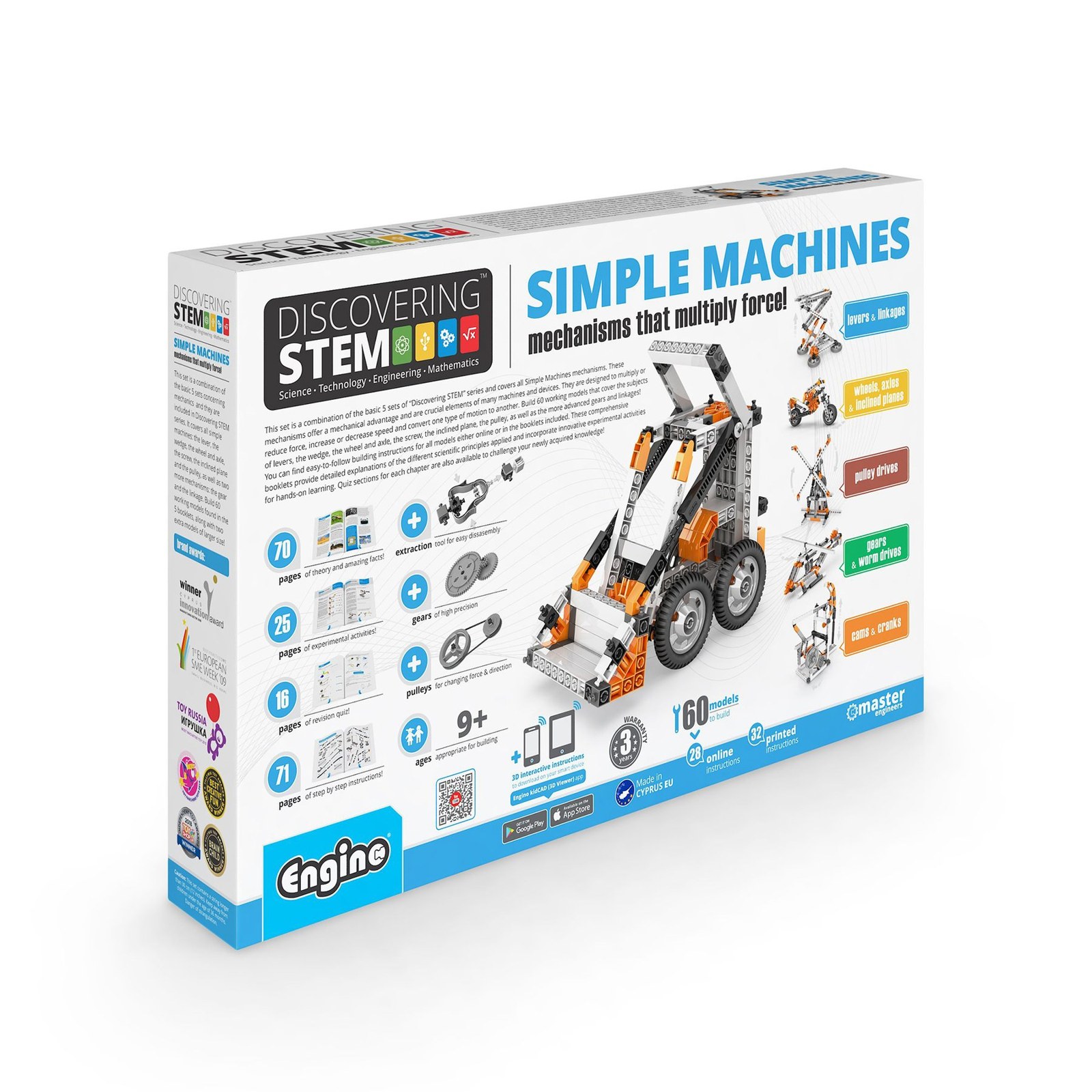 Set construcție STEM Engino Discovering - Mecanisme simple, 60 modele