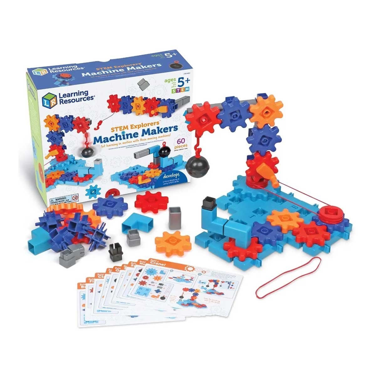 Set construcție Learning Resources STEM - Creează mașini simple, 60 piese