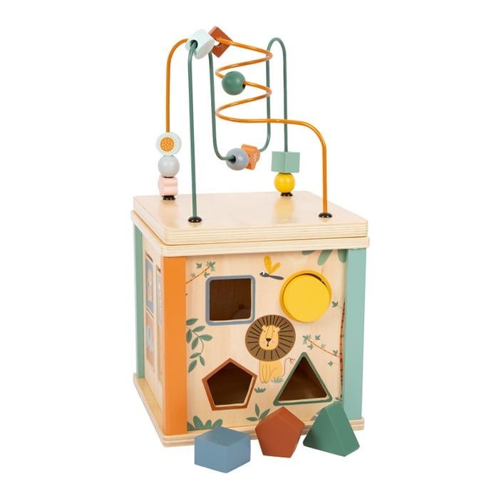 Cub didactic Small Foot Safari, din lemn, 20 x 20 x 38 cm
