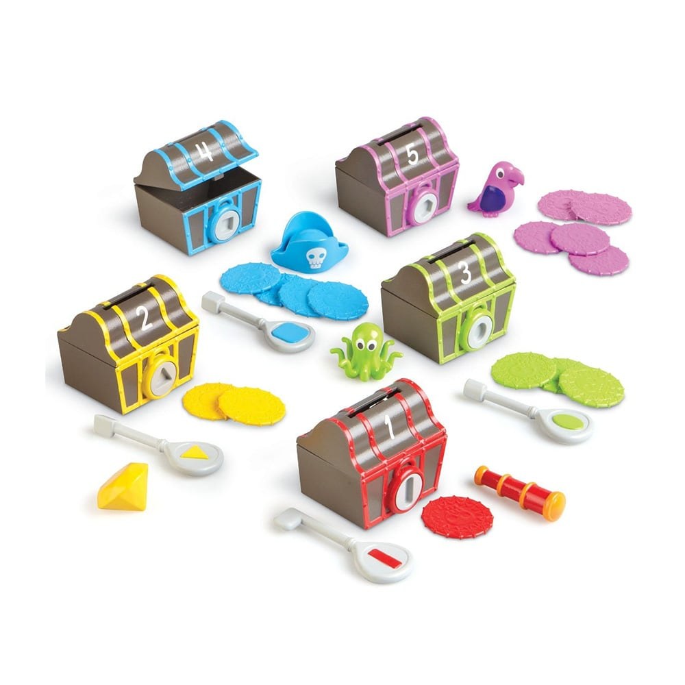 Learning Resources Joc de sortare după culori, comoara piraților, 5 cufere