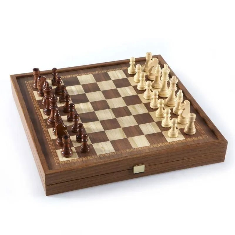 Manopoulos Classic set șah, table și dame, lemn, 41 x 41 cm