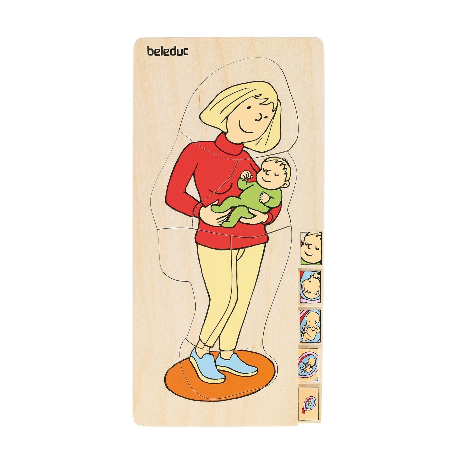 Beleduc Puzzle Mama, pe straturi, din lemn, 15x30x2 cm