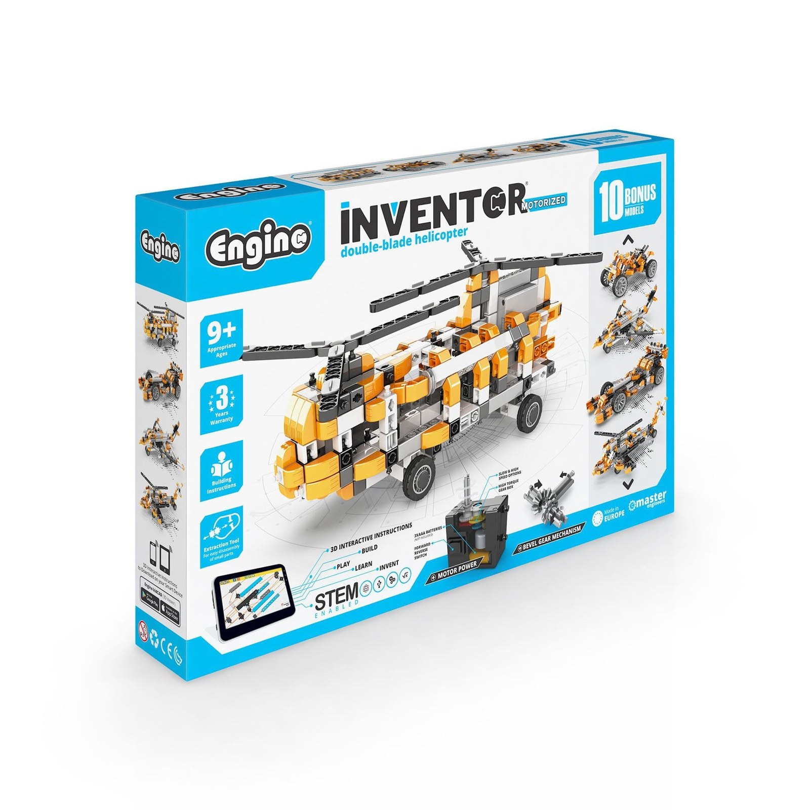 Engino Set construcție Inventor Motorized, Elicopter, 10 în 1