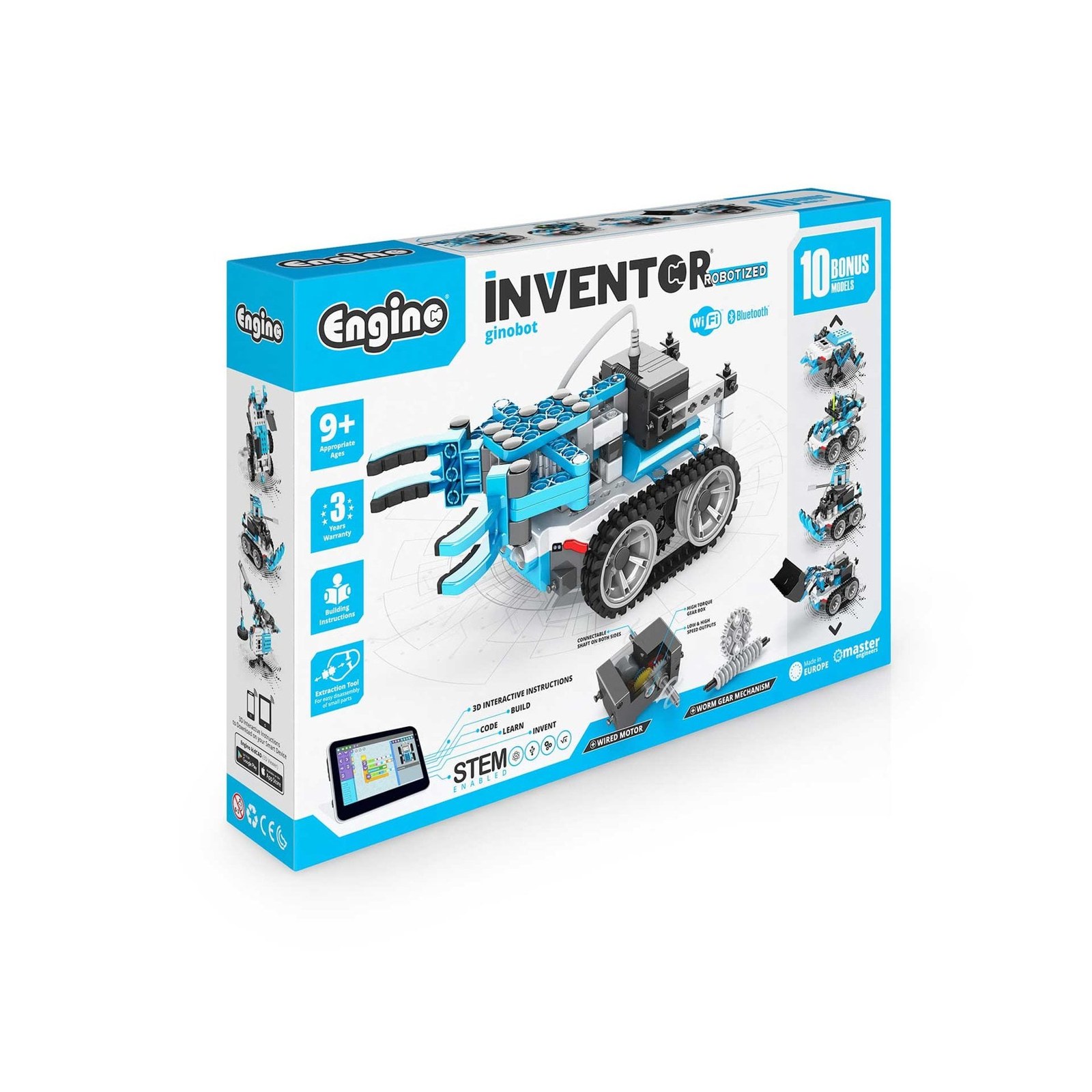 Engino Set construcție Inventor Robotized Ginobot, 10 în 1, cu motor suplimentar