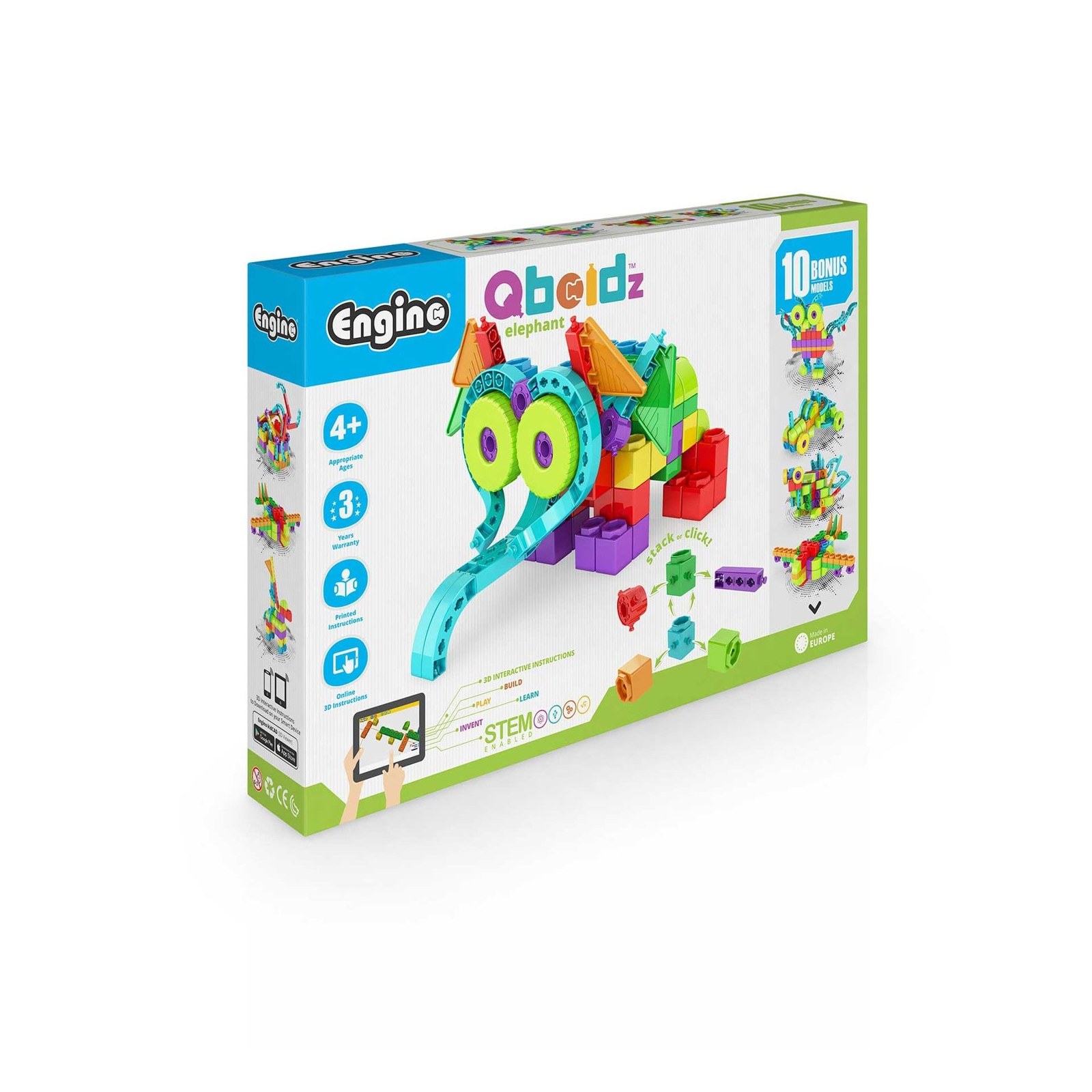 Engino Set construcție Qboidz Elefant, 10 în 1, 170 piese
