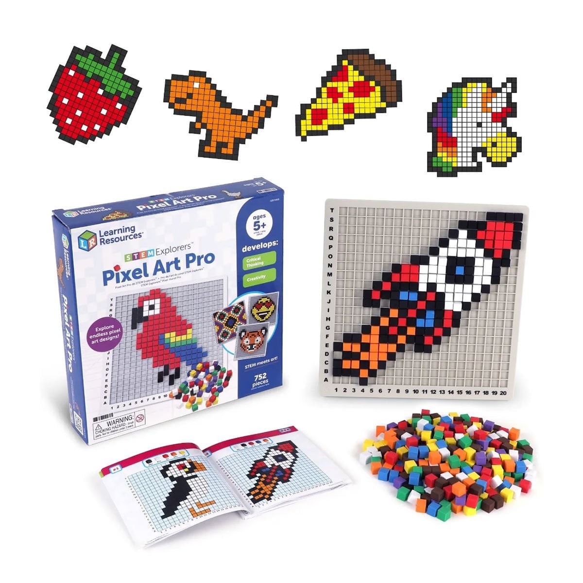 Learning Resources Mozaic pixeli cu cuburi, 28 provocări, 750 piese