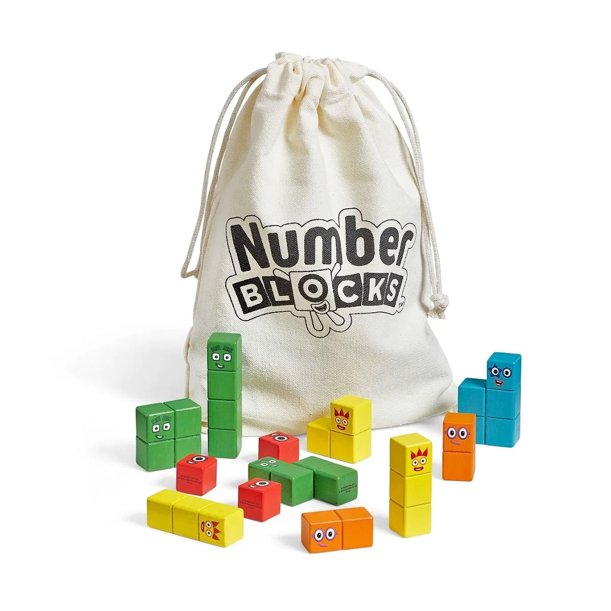 Learning Resources Set construcție Numberblocks, cuburi din lemn, 28 piese, cu săculeț